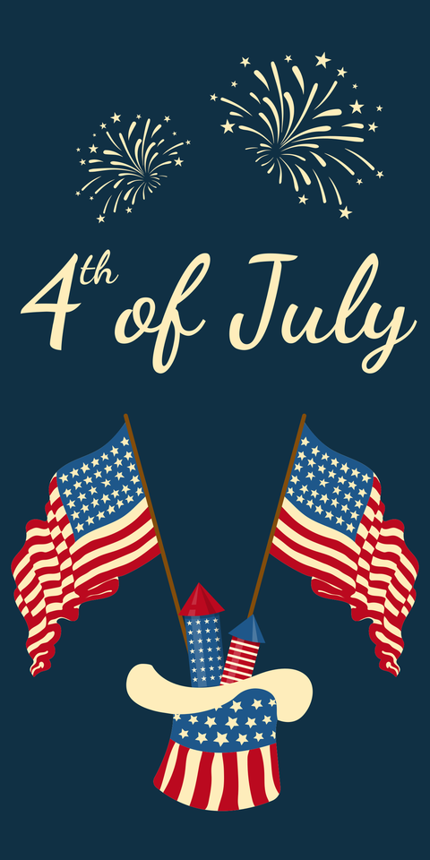 Flags and Fireworks 4th of July Sign Template